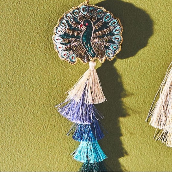 Anthropologie Other - Lucky Peacocks blue gradient embellished and beaded tassel ornament